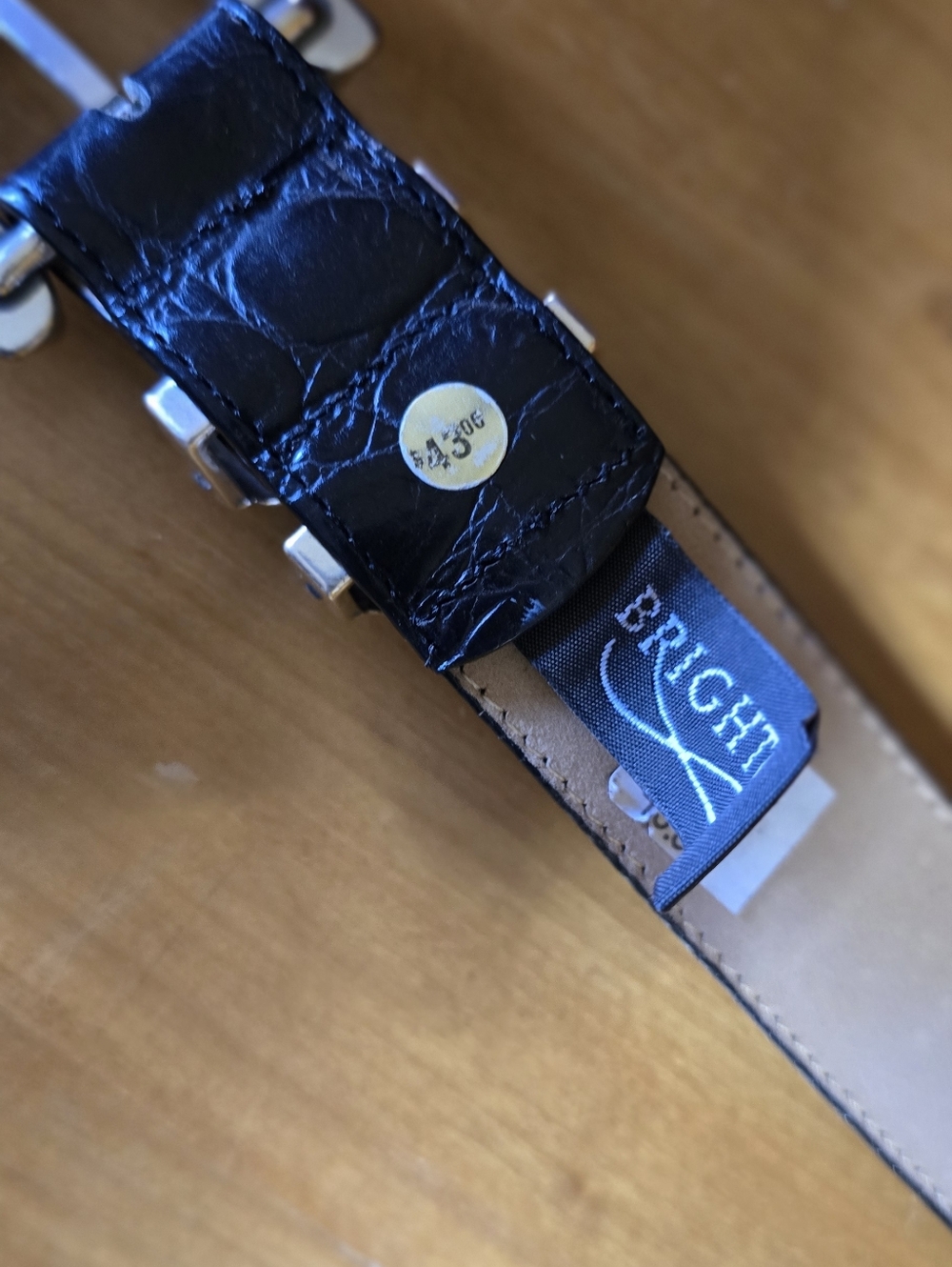 Brighton Leather Belt Croc Alligator Embossed Silver Toned Buckle Black Medium M - Picture 10 of 10